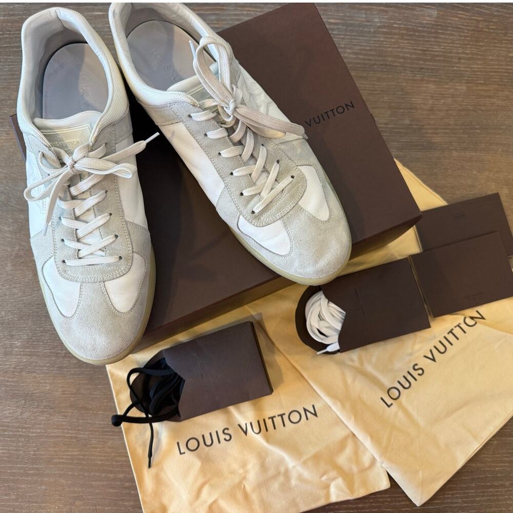 LOUIS VUITTON Off Shore Leather Low Trainers Sneakers Shoes Men US 11 Box laces